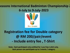 Double category event entry fee @ RM 200